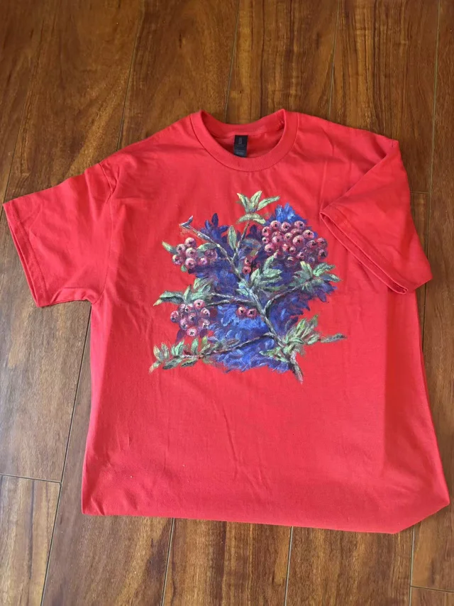 Berries on red